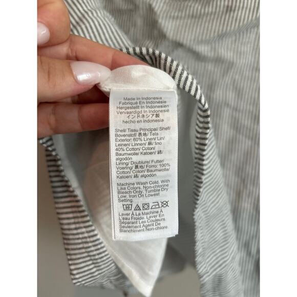 NWT J.Crew Striped Linen Blend Square Neck Tank Top Black White Size Medium - Picture 6 of 8